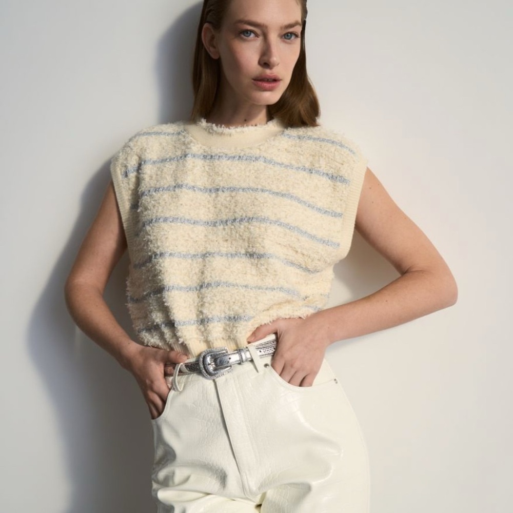 Reserved Cream and Gray Striped Sweater Vest